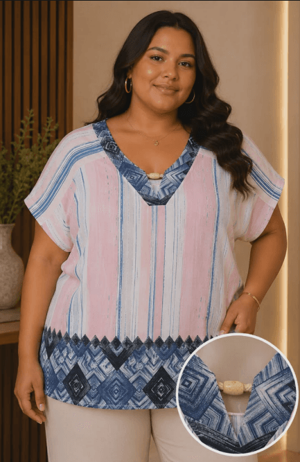 BLUSA FEMININA M/C PLUS SIZE VISCOSE