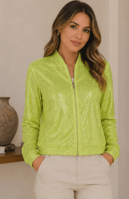 JAQUETA FEMININA M/L BRILHO VERDE