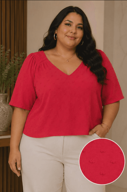 BLUSA FEMININA M/C PLUS SIZE VISCOSE