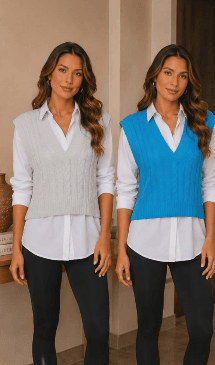 COLETE FEMININO TRICOT TRANÇAS