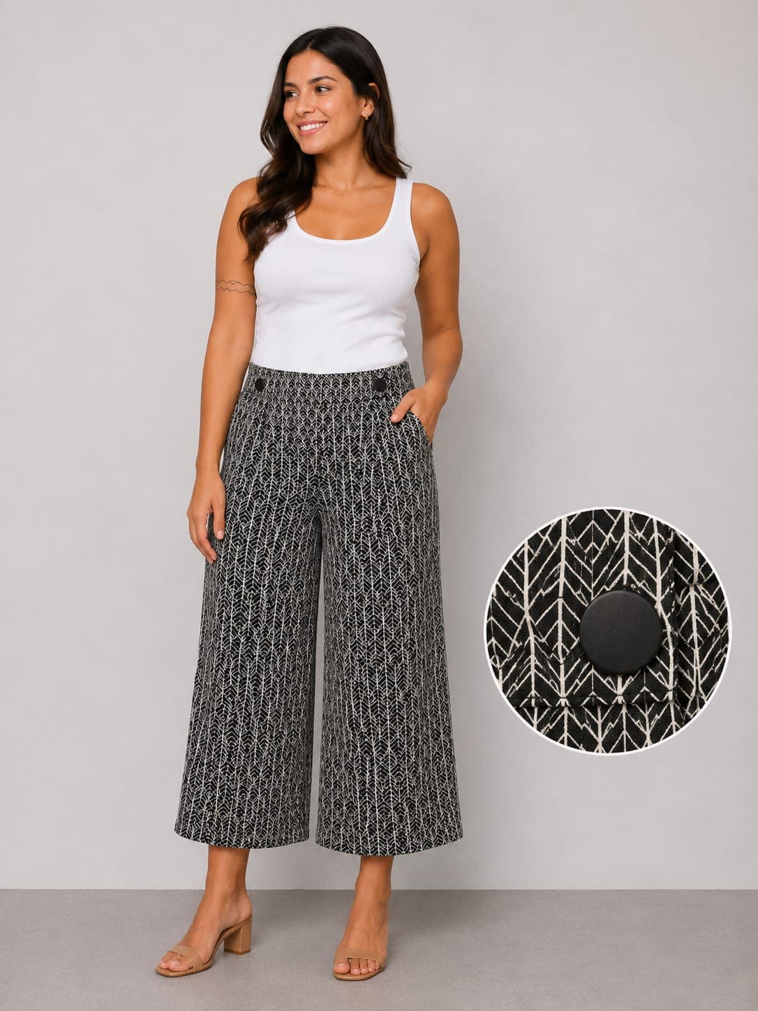 CALÇA FEMININA PANTACUR CREPE BICOLOR