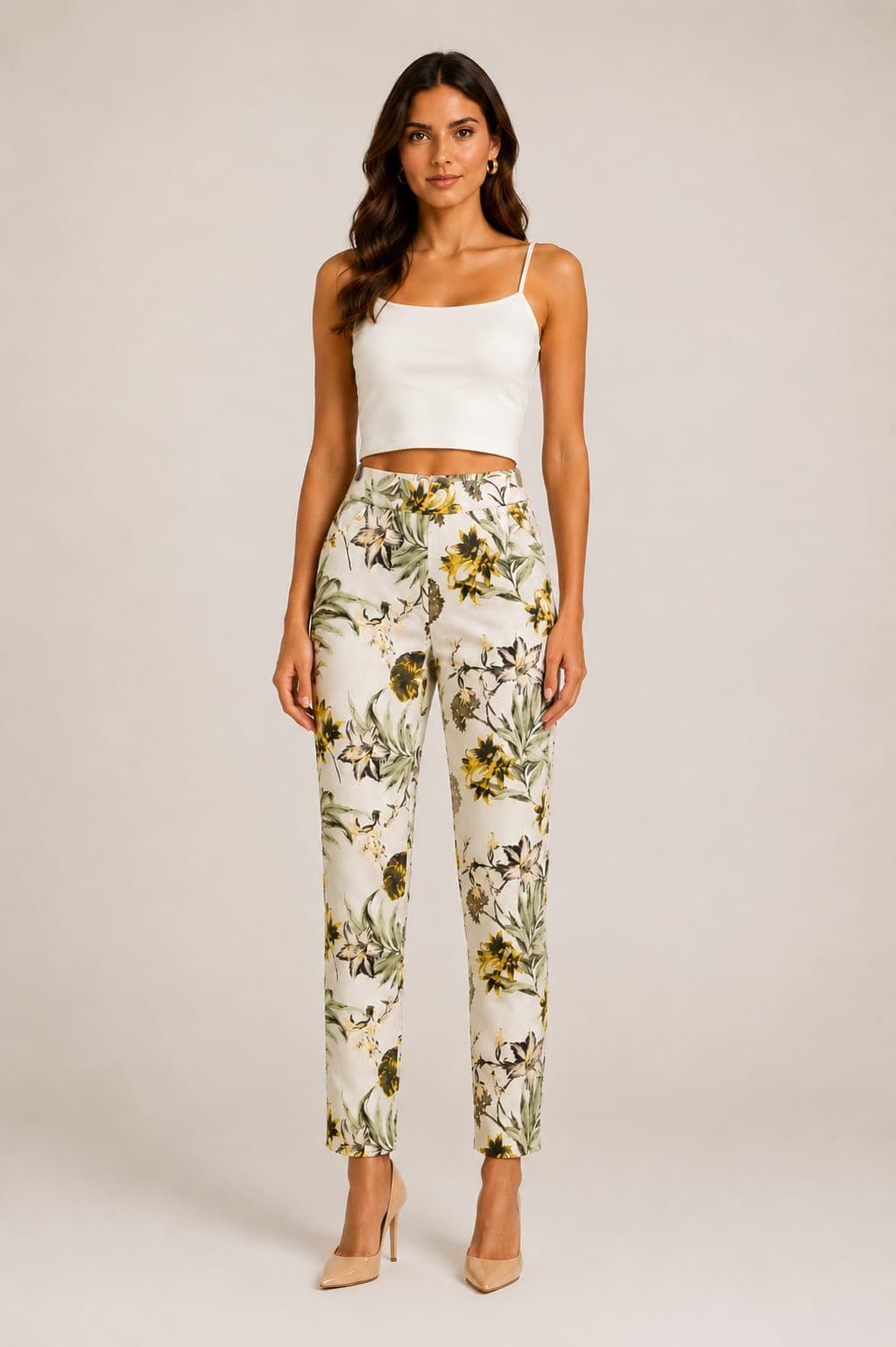 CALÇA FEMININA CIGARRETE ELASTANO ESTAMPADA