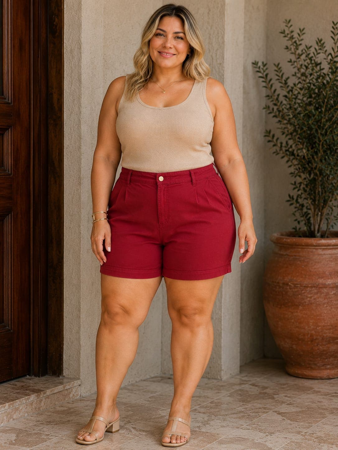 BERMUDA FEMININA MEIA COXA SARJA COLOR PLUS SIZE