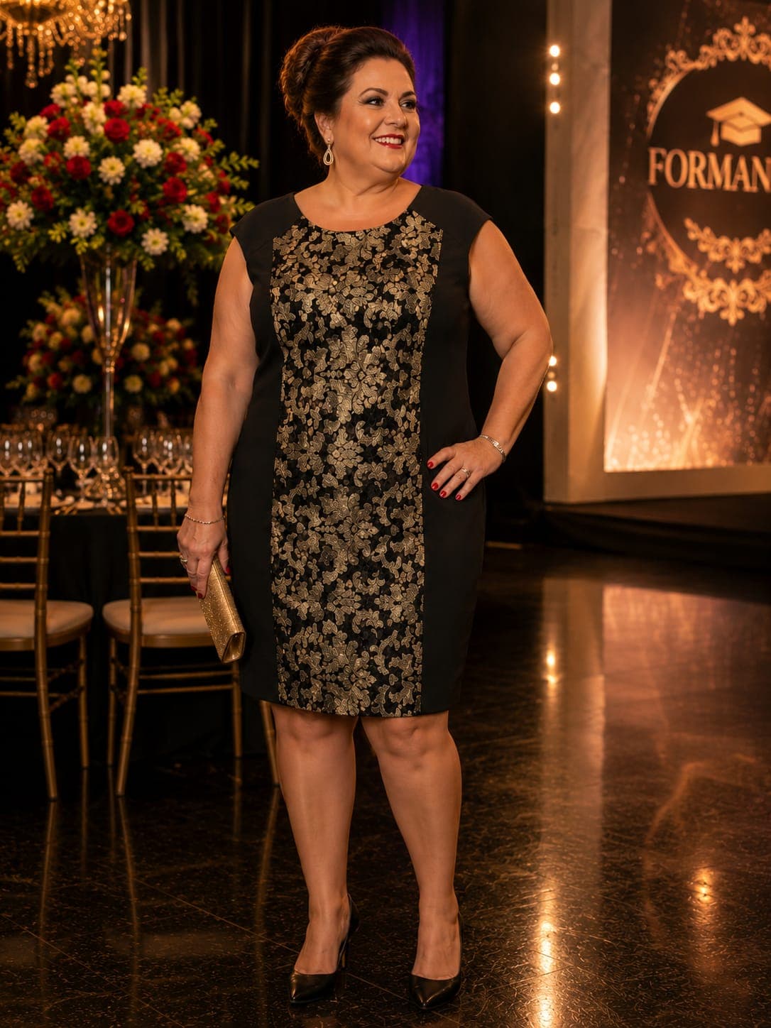 VESTIDO TUBO FESTA RENDADO DET TULE PLUS SIZE