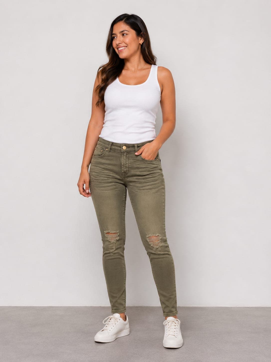 CALÇA FEMININA SKINNY SARJA DESTROYED