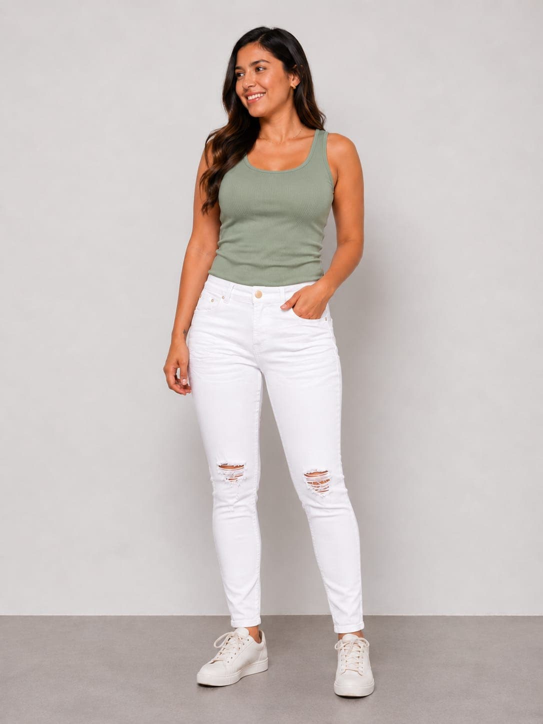 CALÇA FEMININA SKINNY SARJA COLOR DESTROYED